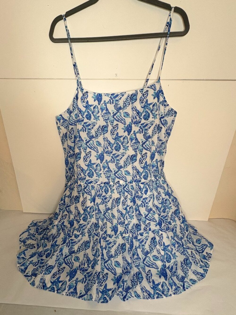 LILLY PULITZER WOMENS ALESSIA COTTON DRESS, WHITE, SHELL COLLECTOR POCKETS XL